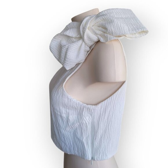 Top Shop One-Shoulder White Summer Top Size 10 - Picture 3 of 11